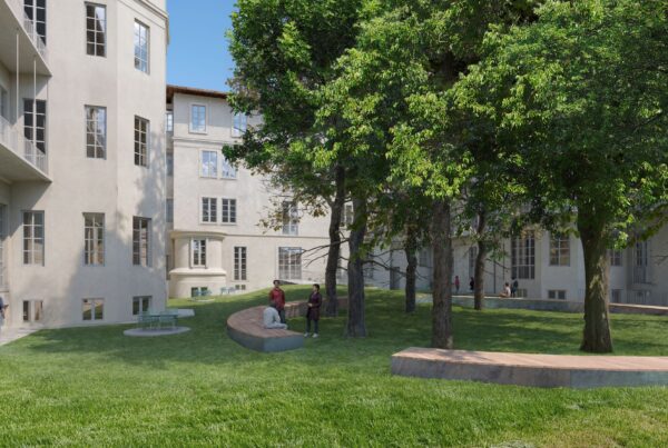 Render progetto di rigenerazione urbana di Villa Monna Tessa a Firenze e suatrasformazione in studentato